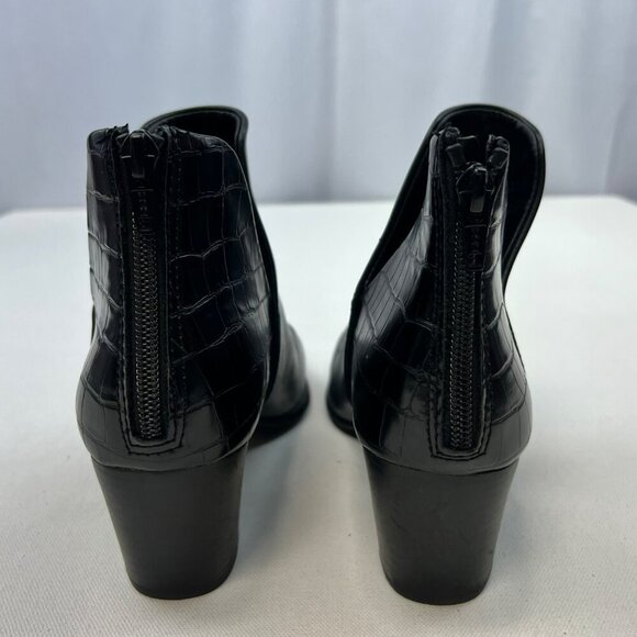 SO Womens Ankle Boots Faux Leather Heeled Black Size 9 Zip - Picture 7 of 10